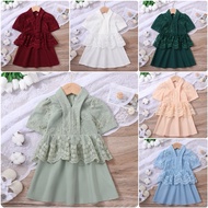 [Ready Stock RAYA SALES 2024] 6m-12m Muslimah Baby Baju Lace Kebaya Dress Budak Perempuan Baju Raya 