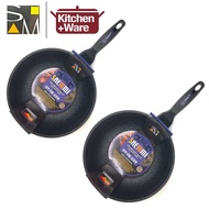 [Korea] SAEMMI Marble Coating  Wok Pan  28cm With Pouring Spout / Induction Compatible / Made in Korea