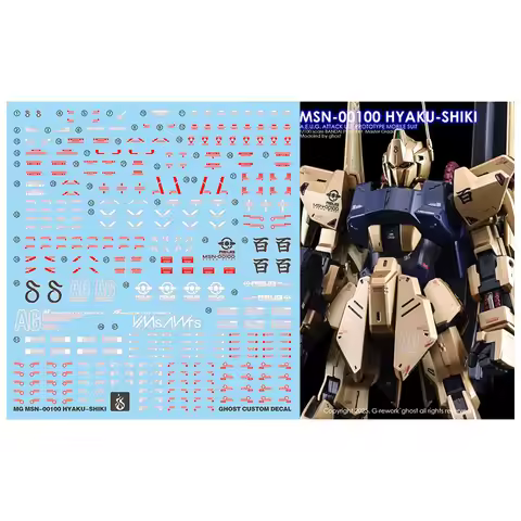 Model Decals for MG Z MSN-00100 HYAKU-SHIKI 2.0 Fluorescent High Precision Water Sticker DIY Model B