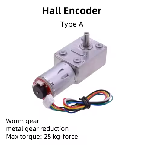 JGY370 DC Reduction Motor, 24V 12V 6V, With Hall Encoder, Worm Gear, Low - Speed, High - Torque, Sma