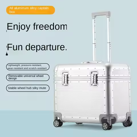 All Aluminum-magnesium Alloy Top Opening Suitcase Photographer Toolbox Travel Captain Rolling Luggag