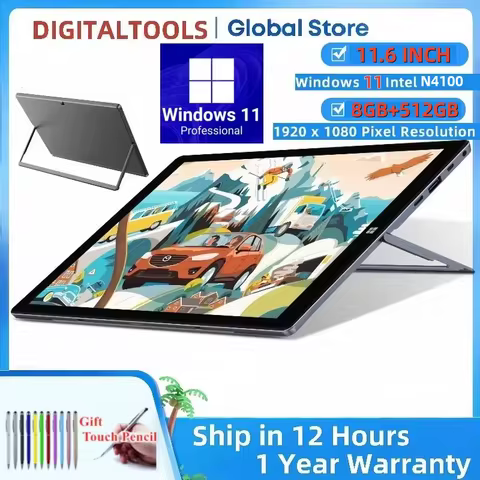 Hot Sales 11.6" Windows 11 Tablet 8GB RAM 512GB ROM Intel Celeron N4100 1920 x 1080 Pixel Screen 2 x