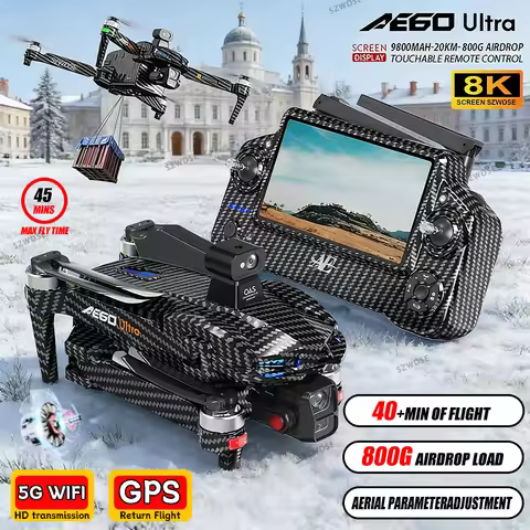 New AE60 GPS RC Drone 8K Professional HD Camera Brushless 3-Axis Gimbal Obstacle Avoidance Large Scr