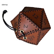 PU Leather D20 Dice Bag for , Game, DND Dice Bag, Brown