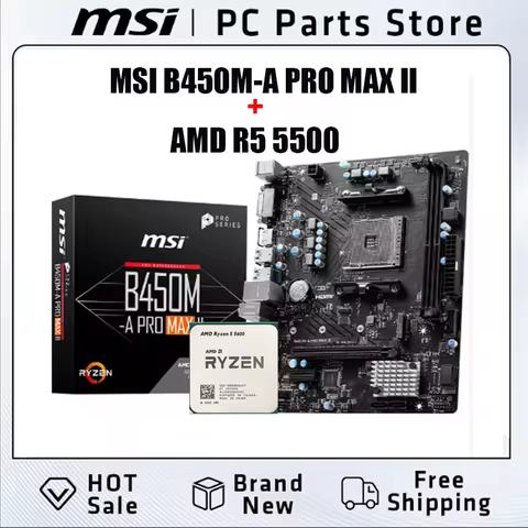 AMD Ryzen R5 5500 core display paired with MSI B450M-A PRO MAX II. This link is for the motherboard