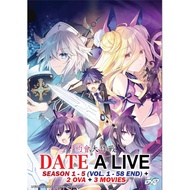 Date A Live  约会大作战season 1-5 (Vol. 1 - 58 End) + 2 Ova + 3 Movies (7DVD)