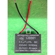 4.5UF450V CAPACITOR 4.5UF 5MFD 450V AC Model CBB61 With Power Cable Brand TW MKP CONDENSER