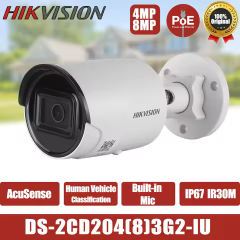Hikvision 4MP 8MP Mini Poe Camera Support AcuSens Face Motion Detection Smart Home Bullet Camera DS-