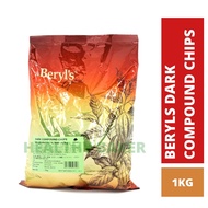 Beryls Chocolate DARK Compound Chip 1kg x 15Pkt 1 CARTON / Coklat Beryl's Gourmet/Baking/ Halal Mala