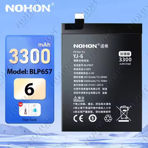 Nohon Battery for Oneplus 6 Mobile Phone Bateria for Oneplus6 BLP657 Oneplus 8 7 9 Pro 9RT 8T 7T 6T 