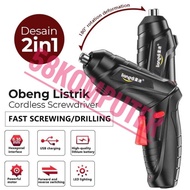 SUPER MURAH Obeng Bor Tangan Baterai Mini Obeng Listrik Set Komplit