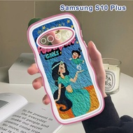 (Wave Case) For Samsung Galaxy S10 S9 S8 Plus Casing Cartoon Princess Cover Shockproof Silicone Phone Softcase