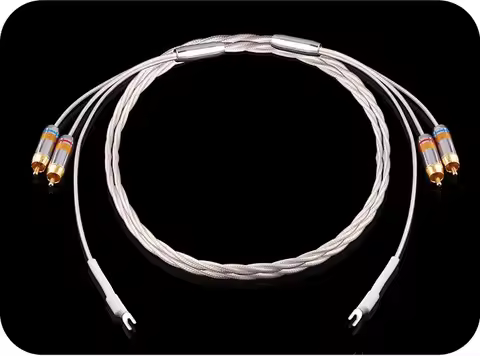7N Silver Plating Audio 2RCA Cable With Ground Wire Silver Plated Shield LP Vinyl Record Player Ampl