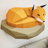 數位 Papercraft Fox on rock, paper model, 3d paper craft, DIGITAL TEMPLATE