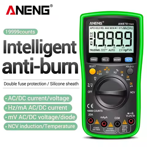 ANENG AN870 Multimeter 19999 Counts Digital Profesional True Rms AC/DC Voltage Current NCV Transisto
