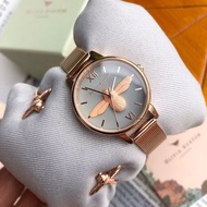 OB手錶 olivia burton手錶 手錶手鐲一套 米蘭錶帶石英錶 玫瑰金色鋼帶錶 經典款蜜蜂手錶 女生手錶 時尚百搭女錶 手錶女 學生手錶 編織錶帶防水手錶
