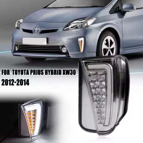 LED Front Bumper Fog Lamp DRL Daytime Running Lights Yellow Turn Signals for Toyota Prius ZVW30 2012