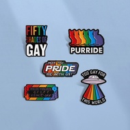 Cartoon Rainbow Gay Enamel Pin UFO Ticket Rainbows LGBT Pride Brooch Badges Accessories Gift for Fri