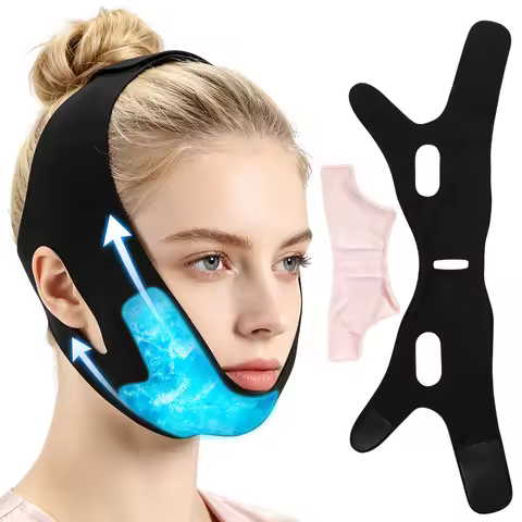 Face Ice Pack with Reusable Hot Cold Gel Packs V-Shape Contour Jaw Strap Swelling Relief Wisdom Teet
