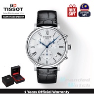[Official Warranty] Tissot T122.417.16.033.00 Men's Carson Premium Chronograph Silver Dial Black Leather Strap Watch (watch for men / jam tangan lelaki / tissot watch for man / tissot watch / men watch)