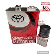 PACKAGE TOYOTA SYNTHETIC ENGINE OIL SP5W-30 GF-6A (JAPAN) + OIL FILTER YZZN2/TA001