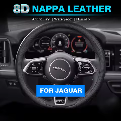 8D Nappa leather Car Steering Wheel Cover For Jaguar E-PACE F-PACE F-TYPE I-PACE XE XF XK XJR XJ XEL