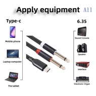 All Type C to 6 35mm Y Cord USB C to 6 35mm 1 4inch TRS Cable for Speaker Mixers Strong Pull Resista