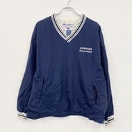 古著 90 年代 Champion 套頭尼龍夾克，復古，海軍藍，M 碼
