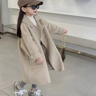 Girls Warm Wool Coat Thick Wool Outerwear Girls Winter Long Coat Big Kids Loose Fit Jacket Autumn Fa
