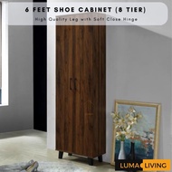 LUMA Living 6ft Shoe Cabinet Storage Cabinet Rak Kasut 8 Tier Wooden Cupboard Almari Baju Rak Baju m