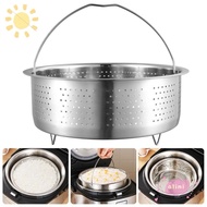 OLINI Food Steamer Basket, Insert Steamer Pot Stainless Steel Steaming Grid, Multi-Function Rice Pressure Cooker Cooking Accessories Silicone Handle Drain Basket Kitchen