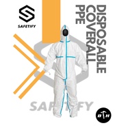 ICU Grade PPE Suit Medical Coverall Jumpsuit Blue Strip Embossed Highest Protection (60g)