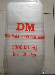 PROMO / TERMURAH Thinwall DM Food Container Ukuran 3000 mL Persegi 25
