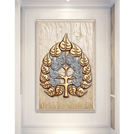 60x90 Bodhi leaf canvas painting with black frame