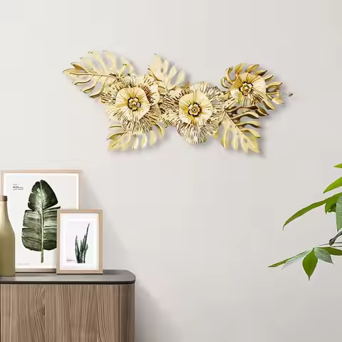 Modern Metal Wall Luxury Iron Flower Hanging Artwork for Restaurant