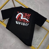 Evisu2024 Summer Short-Sleeved Casual Street Wear God of Fortune New Style EV Letter Print Loose Men Women Round Neck T-Shirt L8ZK