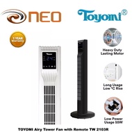 TOYOMI Airy Tower Fan with Remote TW 2103R - Black / White