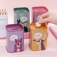 Korean Version Square Metal Tinplate Piggy Bank British Style Piggy Bank Piggy Bank Storage Bank TMi