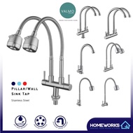 KITCHEN FAUCET STAINLESS STEEL PILLAR WALL MOUNTED SINK TAP KEPALA PAIP AIR DAPUR 31SERIES