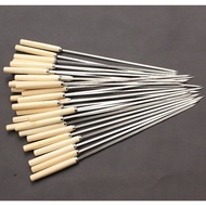 1 Stainless steel skewer with wooden handle, meat skewer, seafood skewer for grill