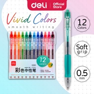 Deli Gradient Gel Pen Multiple Colour Pen 0.5mm Smooth Writing Ergonomic Grip Delight Ball (12pcs)