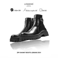 The Classic Chunky Zip Boots LEMANS CZ1.05 Black full-grain cowhide - Chunky sole 5cm high -