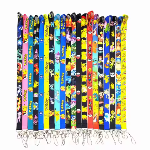 MINISO Pokemon Pikachu Cartoon Key Lanyard ID Badge Holders Animal Phone Neck Straps with Keyring Ph