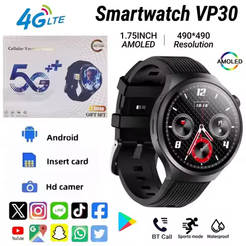 VP30 Smart Watch 4G/5G Android Bluetooth 1100Mah Battery Google Play Store Heart Rate 500W Camera GP