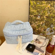 Ins Soft Flower Cosmetic Bag Macaron Color Portable Large-capacity Toiletries Organizer Female Stora