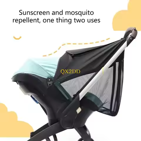 QX2D AntiUV Pram Sunshade Cover Carseat Bug-Netting Stroller Canopy for Doona-carseat