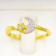 Happy Jewelry แหวนพระจันทร์ดาว ทองแท้ 9k 37.5% เพชรเกสร ME603
