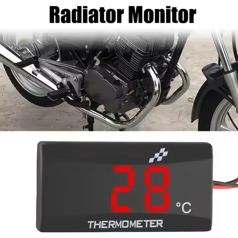 Motorcycle Thermometer Water Tank Retrofit 0~120°C Monitor Red Blue Indicator Warning 12V Motorcycle