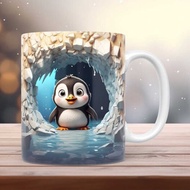 3D Penguin Hole Wall Penguin Hole Wall Penguin Hole Wall Mug