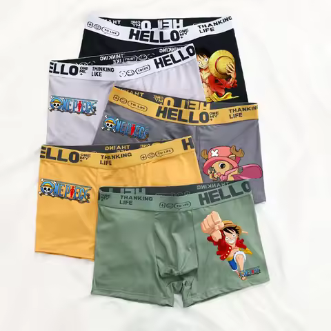 5pcs Pack ONE PIECE Monkey D. Luffy Men's Boxer Zoro Briefs Fashion Underwear High Stretch Boxer Pan
